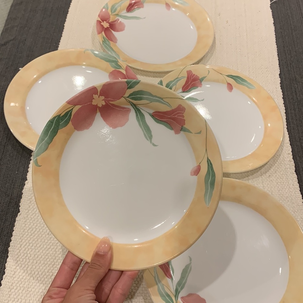 Corelle Retired, Pacific Bloom, Salad/Dessert Plates Set of 5